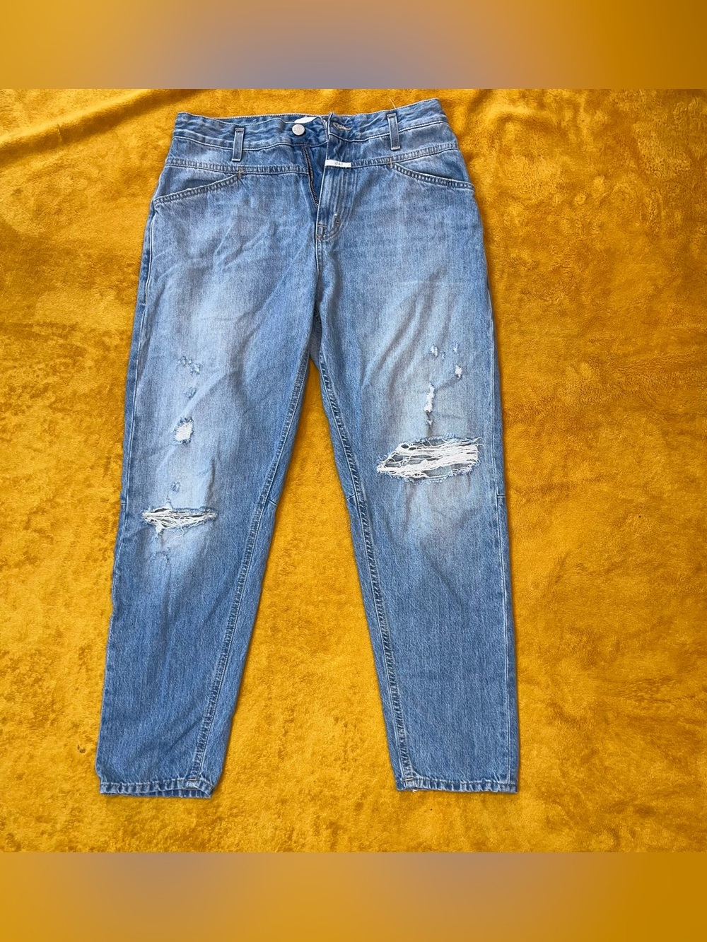Closed Light Blue Distressed Slim Straight Jeans